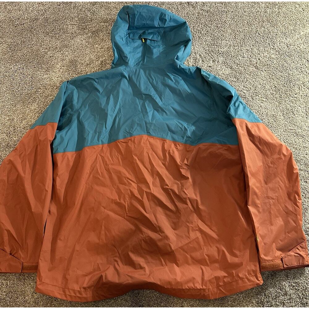 Mountain Hardwear Packable Hooded Vented Rain Jacket Mens Size XL ORANGE BLUE - Picture 10 of 12
